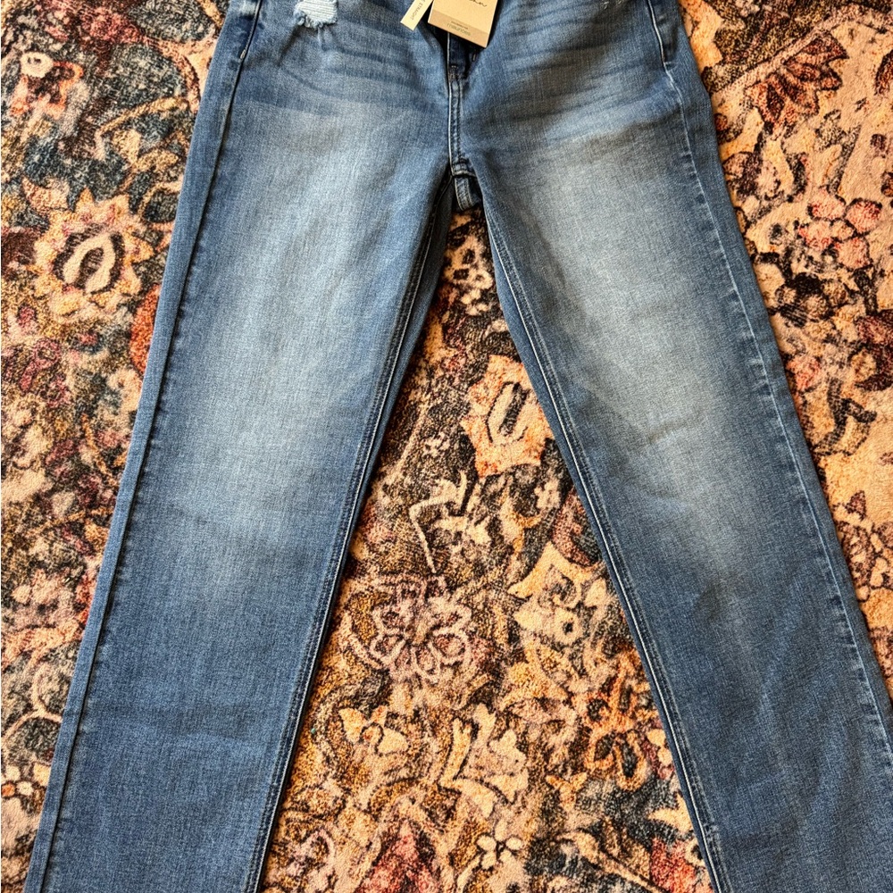 KanCan Blue Straight Leg Jeans with Vintage Fade